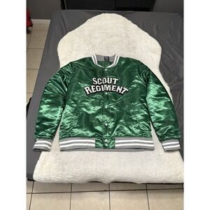 Box Lunch Attack on Titan Scout Regiment Polyester Green Bomber Jacket Sz XL